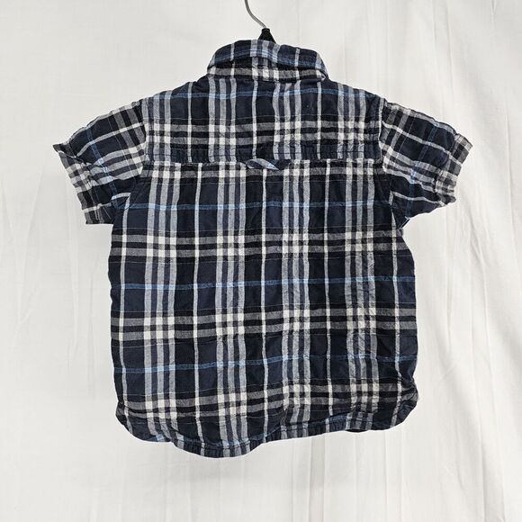 Burberry Baby Toddler Size 12M Navy Plaid Nova Check Button Up - Picture 4 of 6